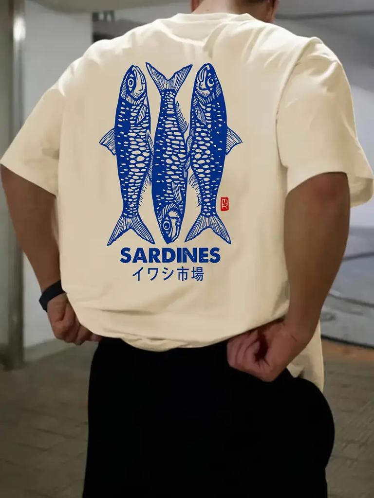 Summer Harajuku Graphic T Shirts Japanese Sardine Print Women Men Oversized Streetwear Vintage Tee Clothing Comfortable Cotton