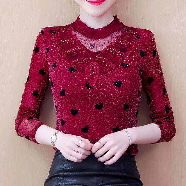 Damen Langarm T-Shirt für Damen im Herbst, Neuer Stil, Innen- und Außen-Mesh-Shirt, Warm bügelbares Oberteil