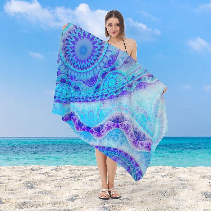 Tropical Palm Tree Printed Beach Towel Quick Dry Polyester Bath Towel Colorful Gradient Sand Free Pool Towel for Summer Travel