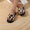 Womens Autumn and Winter Leopard Print Slippers for Home Warmth
