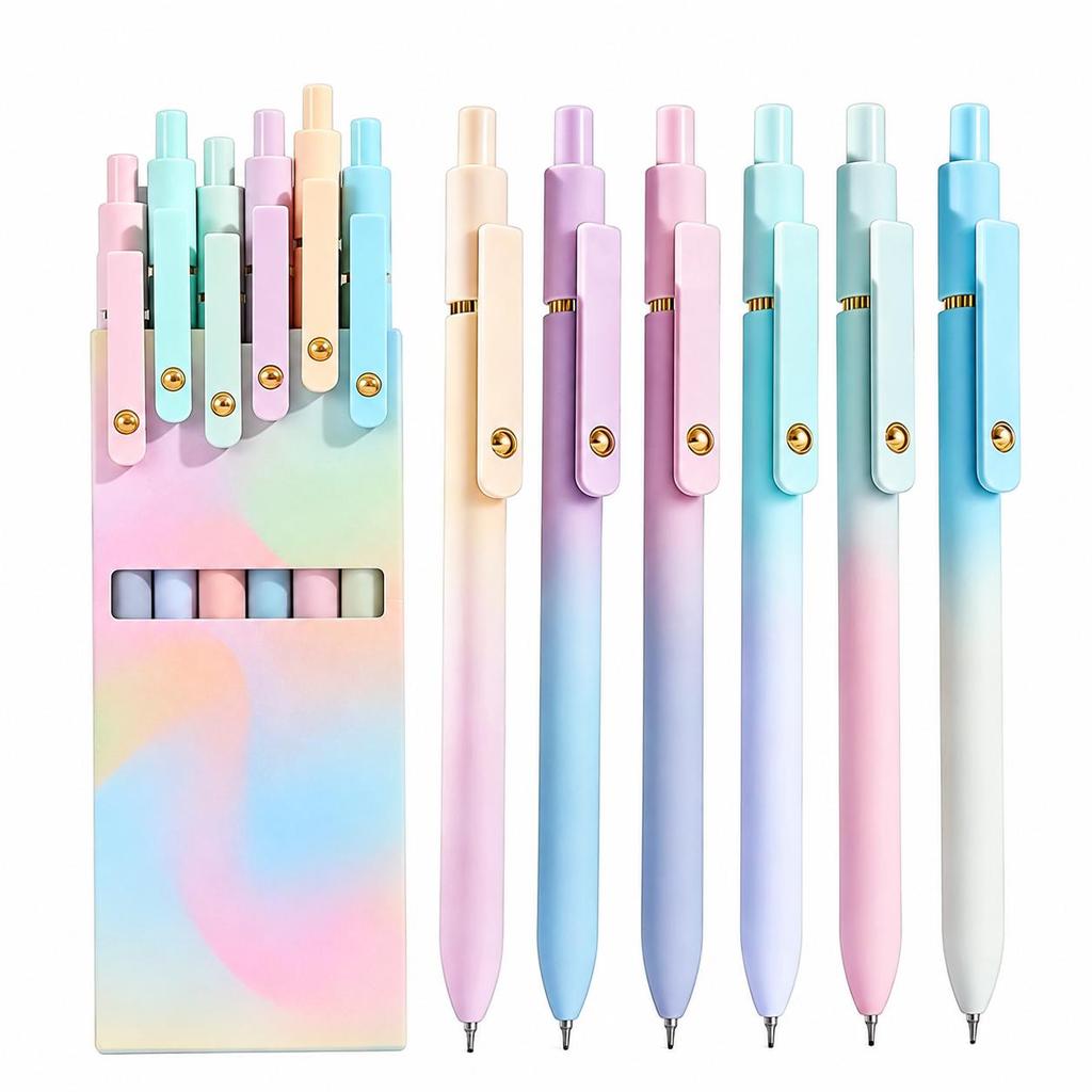 12 Pack gradient color 0.5mm fine head smooth writing gel pen student office hand account notes general pen