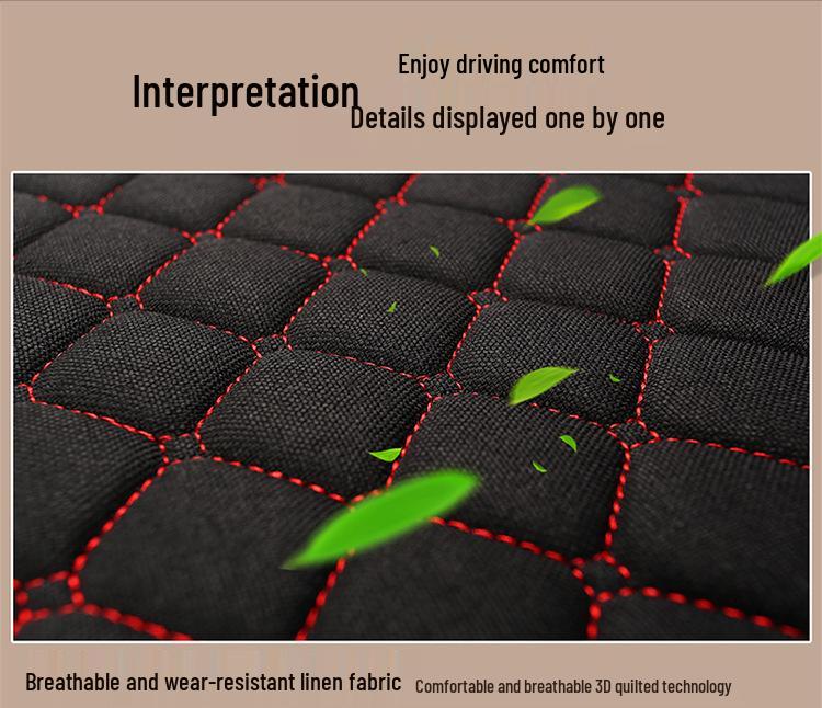 Linen Car Seat Cushion & Backrest Set - Universal, Anti-Slip, Comfortable for All Seasons