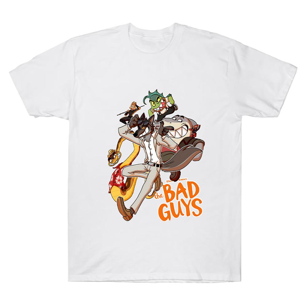 The Bad Guys 2 Cartoon Print T Shirts Cotton Gift Creative Tee Shirt Summer Women Men Short Sleeve Loose Breathable Clothes Top