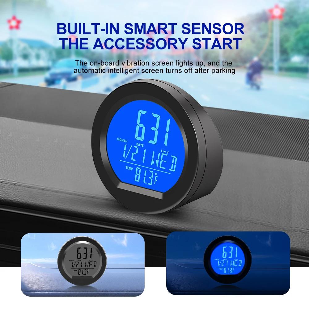 Solar Powered Car Clock Dashboard Thermometer Auto Electronic Watch Clock Led Digital Display with Back Luminous Car Accessories