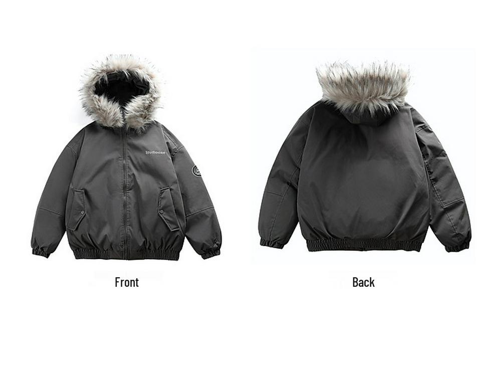 Parka de iarnă pentru bărbați, stil retro american, cu guler și glugă din blană - Groasă, de înaltă calitate, design versatil pentru cupluri