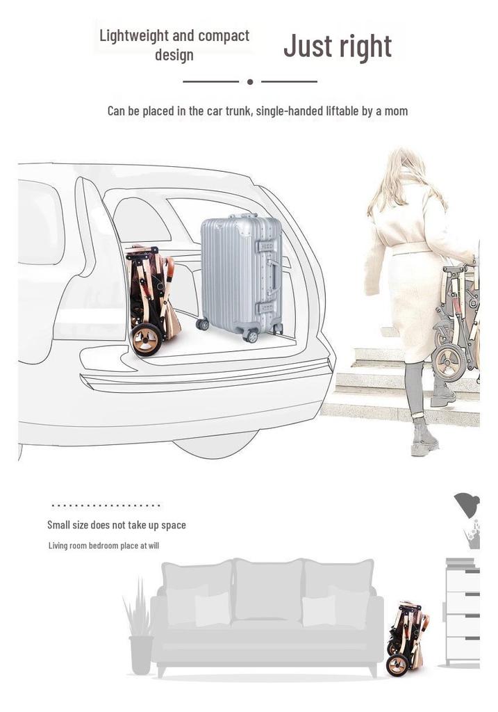 Lightweight Foldable Stroller, Reclining Seat, Two-Way View, Compact Pushchair.