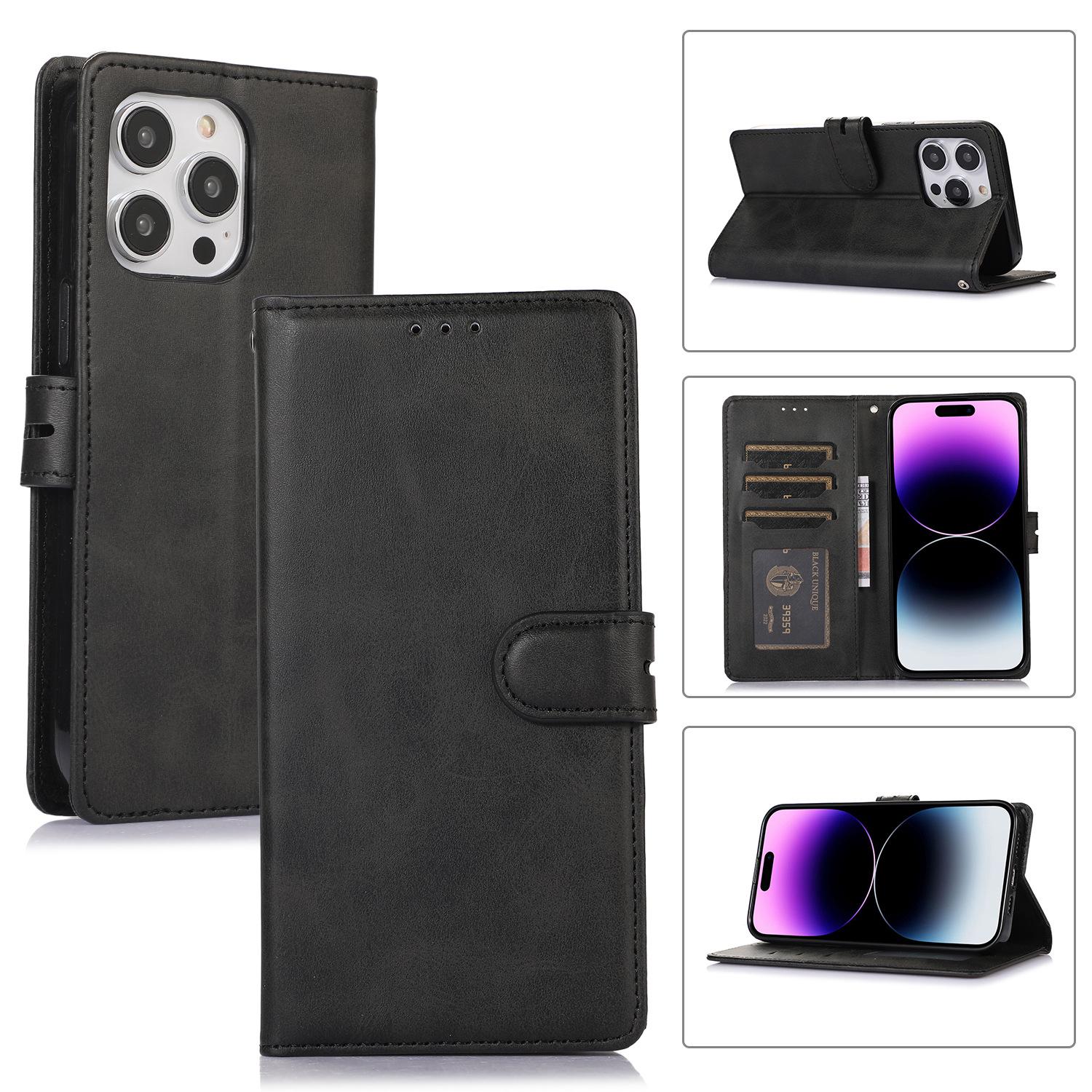 

Universal Leather Flip Case for iPhone 13/14/15/16 Pro Max - Drop-proof Small Calf Grain iPhone 7 Plus/8 Plus чёрный