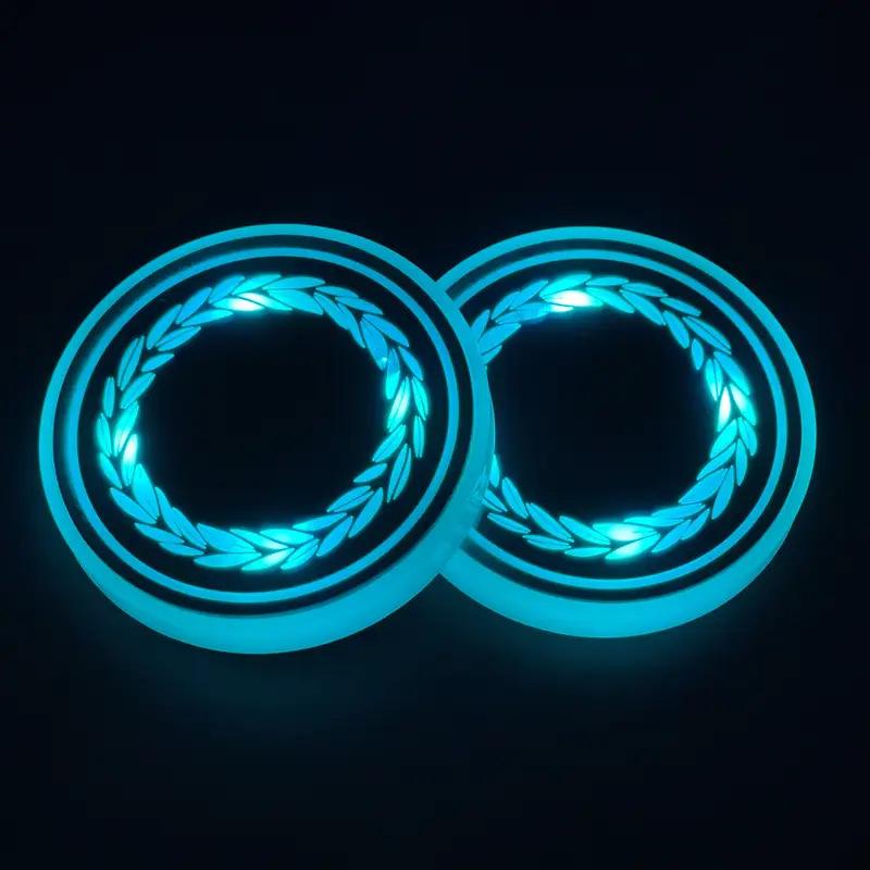 Car LED luminous cup pad, vibrating luminous cup light, car USB charging seven color ambient light