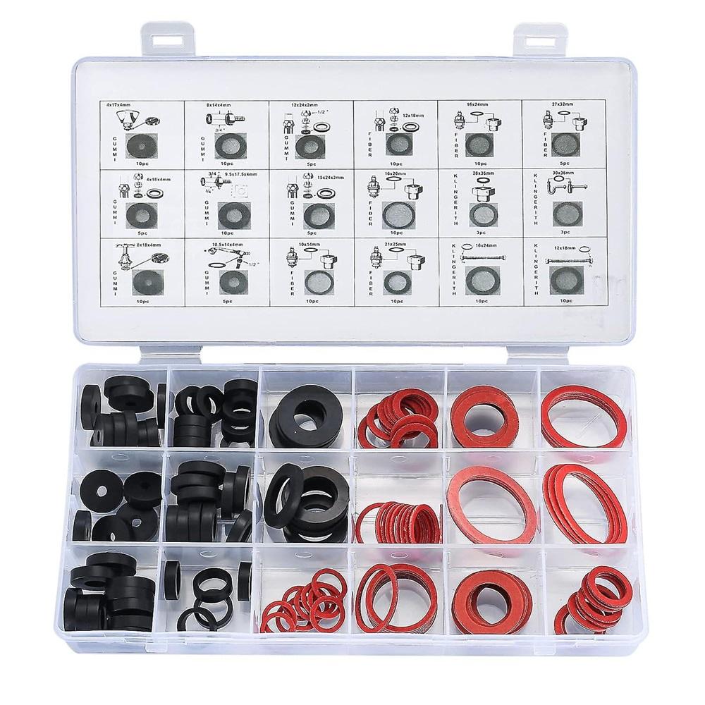 

Rubber Silcone, Black Red Multiple Sizes, Plumbing O-Rings & Seals Kit 141 Piece
