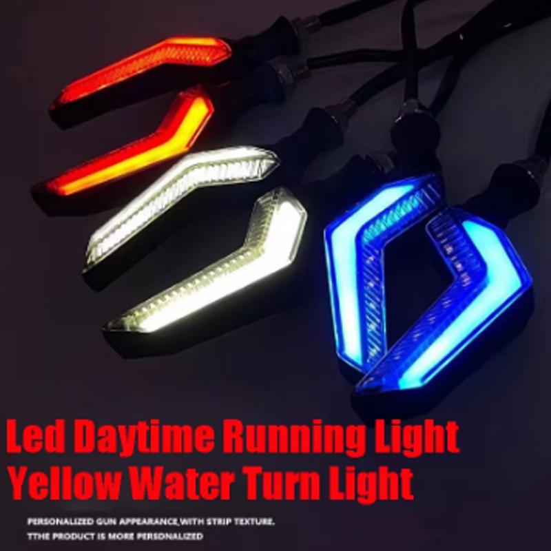 12V Motorcycle LED Turn Signal Lamp Dual-Color LED Flowing Turn Signal Light Motorbike Indicators Led ABS Airfoil Tail Flasher