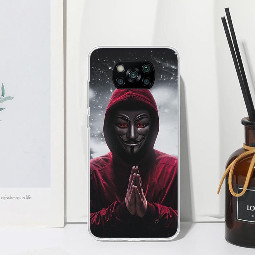 Anonymous V Mask Phone Case For Xiaomi Poco X7 X6 X5 M7 M8 Pro F7 Ultra Redmi 15C 15 13C 13 12C 12 10 10C 10A Art Fundas Poco X7
