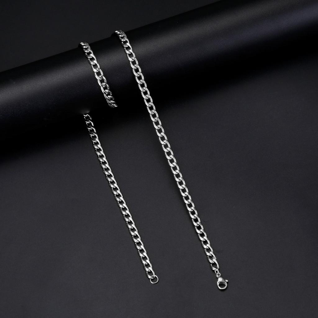Teamer Cuban Chain Necklace for Men Women Basic Punk Stainless Steel Curb Link Chain Chokers Gold Color Men's Necklaces Jewelry