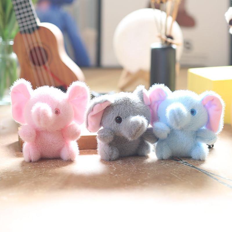 1Pc Birthday Gift Cute Elephant Stuffed Animal Plush Toy Keychain Soft Doll Car Keyring For Women Couple Children Bag Pendant