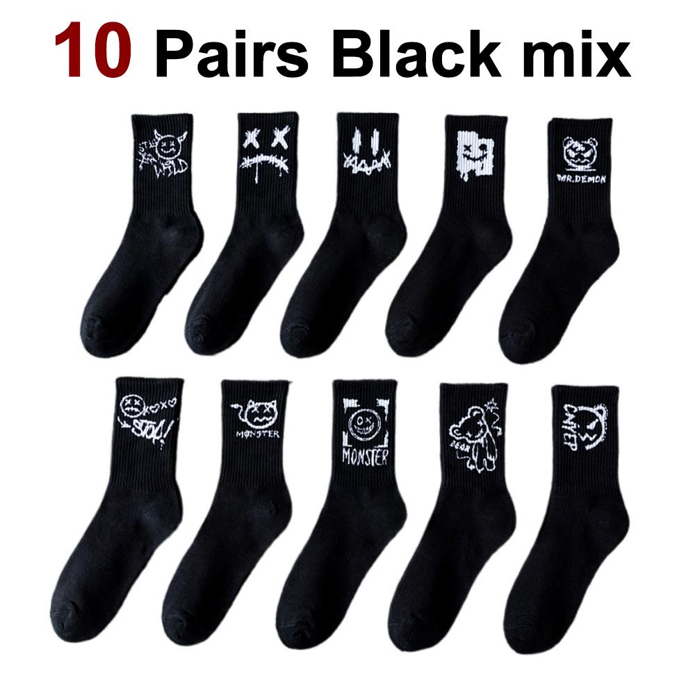 10/20 Par Męskie Dzianinowe Skarpetki Crew ze Wzorem Graffiti Odpowiednie na Wszystkie Pory Roku Wygodne Oddychające Miękkie Skarpety Codzienne dla Par