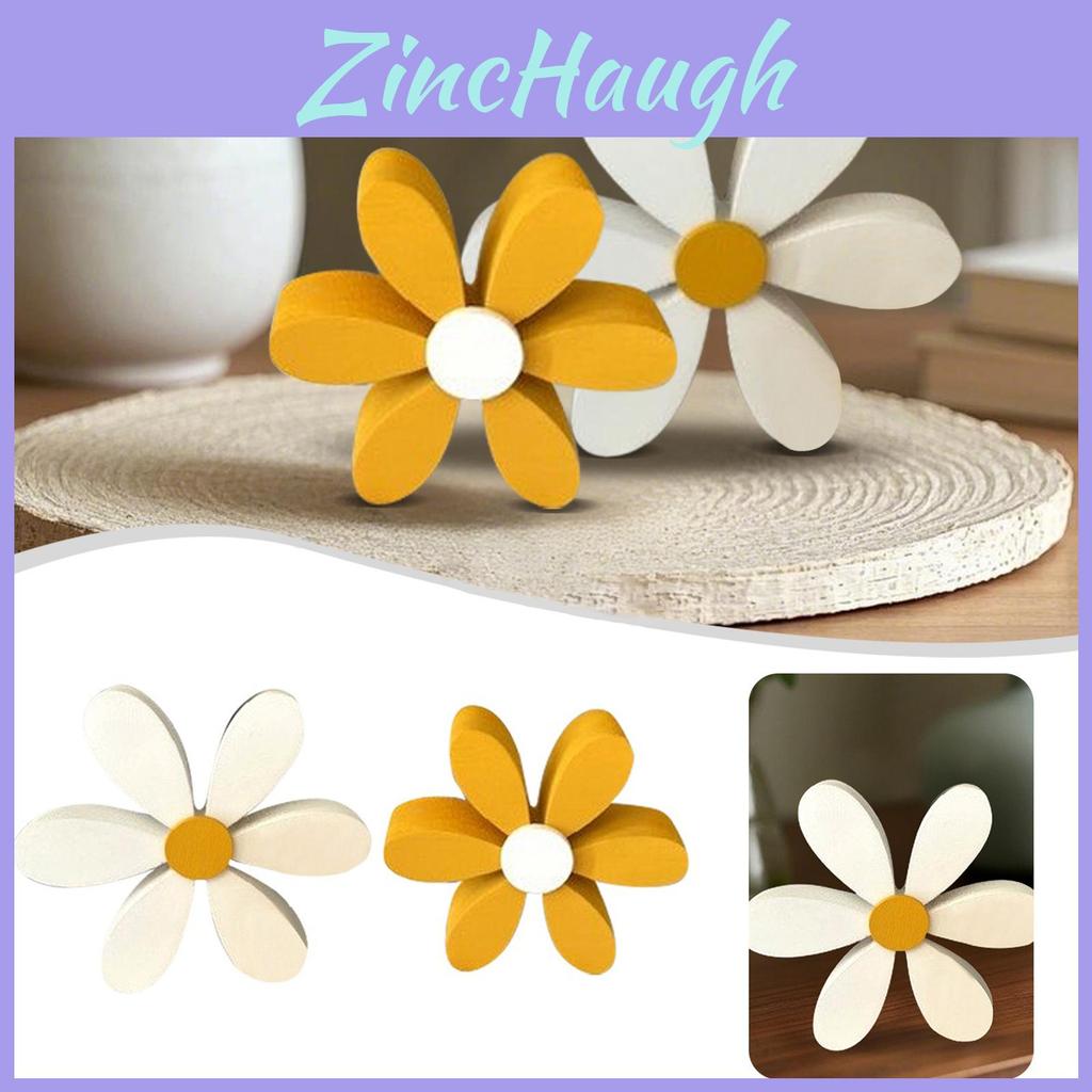 Wooden Creative Yellow White Daisy Decor Set For Spring Home Atmosphere