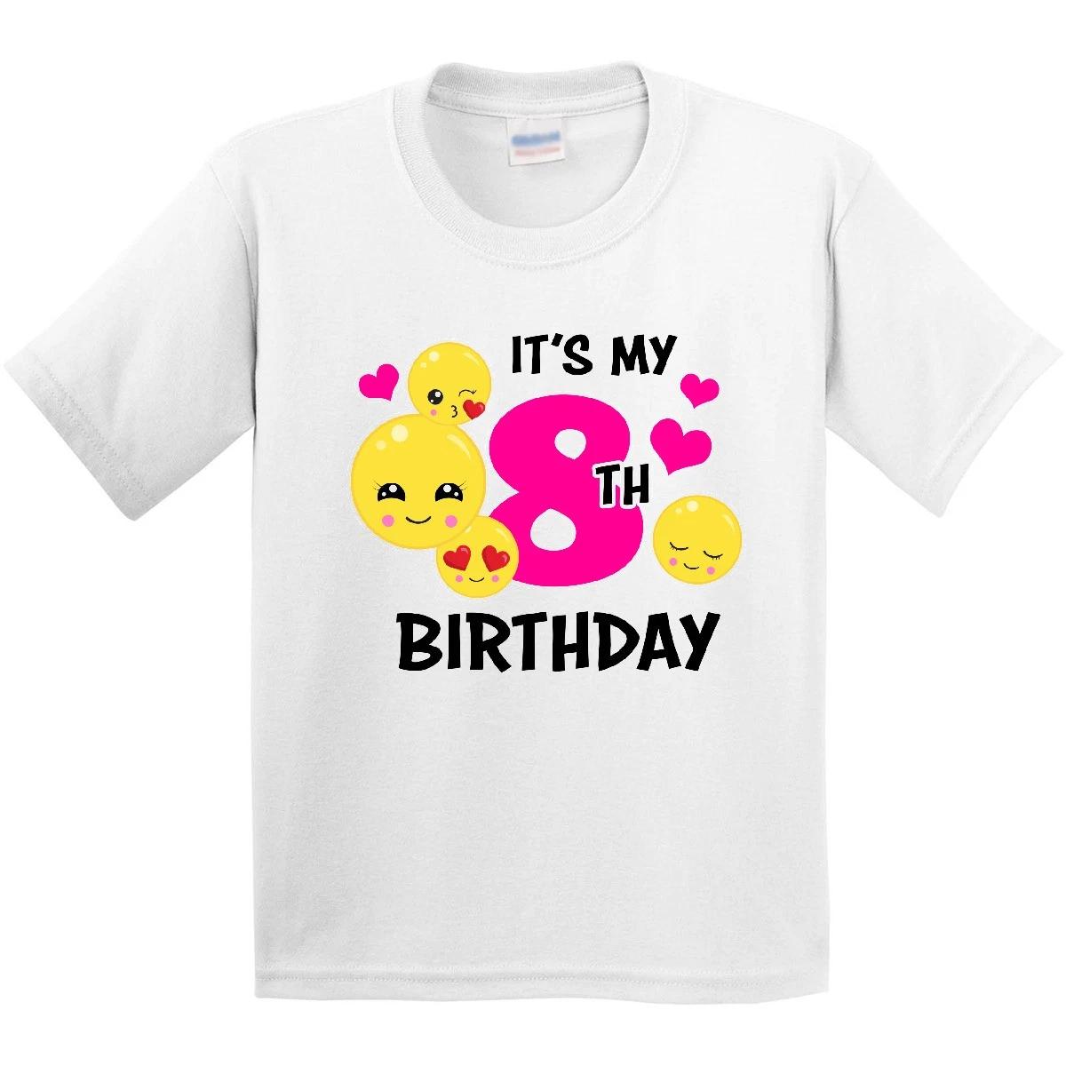 Inktastic Its My 8th Birthday With Smiling Emoticons Youth T-Shirt Birthdays Fun 160