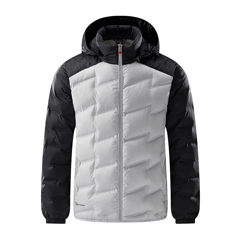 Men's & Women's Thickened Color Block Hooded Down Jacket - Autumn/Winter Outdoor Warm Outerwear