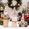 Christmas Doll Plush Knitted Snowman Elk Santa Doll Toy Soft Sitting Christmas Figure Desktop Decor Stuffed Holiday Pillow for Window Bookshelf