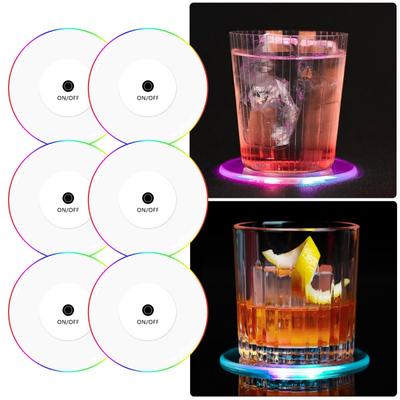 NORBI 3 Stück Mini Glow Coaster LED Flaschenlicht Christams Festival Nachtclub Bar Party Vase Dekoration LED Glorifier Getränkebecher Matte