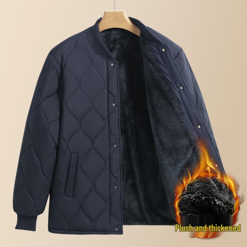 Grandpa's Warm Cotton-Padded Winter Coat - Fleece-Lined Jacket for Middle-Aged & Elderly Men