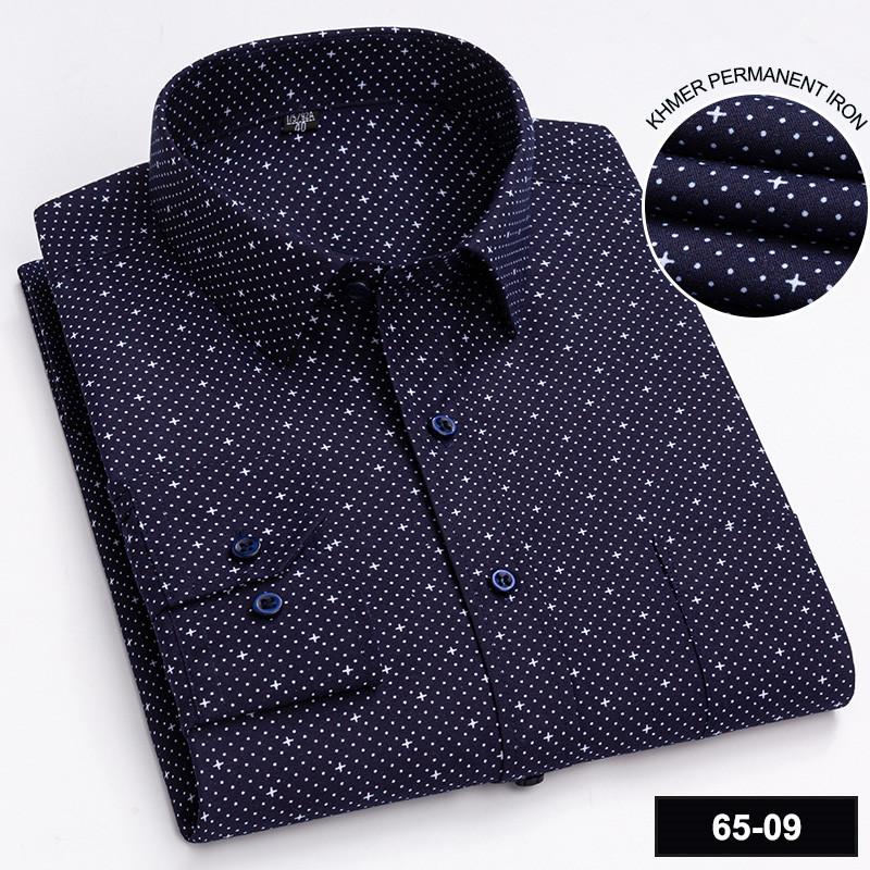 Men's Long Sleeve Shirt High-quality Fashion Casual Print Plaid Stripe Single Pocket Fit Business Formal Office Four Season Top