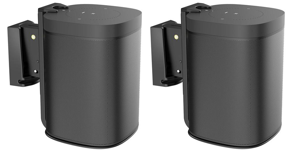 Adjustable Wall Mount Bracket Compatible with Sonos One 1 Speaker 2 Pack ynVISION.DESIGN One, SL, Play (Black)