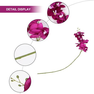 Lifelike Artificial Orchid Flowers with 3 Small 3 Large Green Buds Pink Simulation Orchid for Wedding Decoration Home