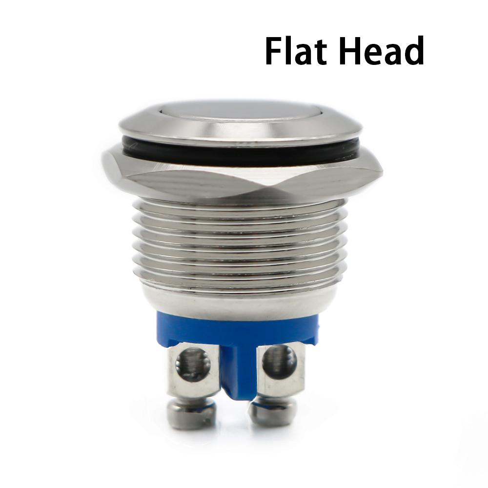 16/19mm 1NO 1NC Flat Head Waterproof Momentary Reset Metal Push Button Switch Screw Terminal Car Engine Doorbell PC Power Switch