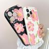 For iPhone 16 15 14 13 12 Samsung S24 S23 S22 A06 A13 A14 A15 A16 A55 Redmi Note 13 12 Pink Flowers Pattern Soft Silicone Wave Edge Phone Case