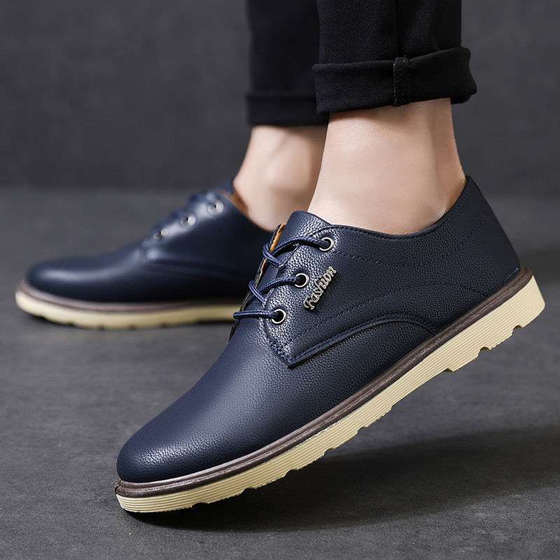 2025 summer men's leather shoes casual waterproof shoes low-top shoes Korean version trendy men's shoes wear-resistant and non-slip work men's shoes