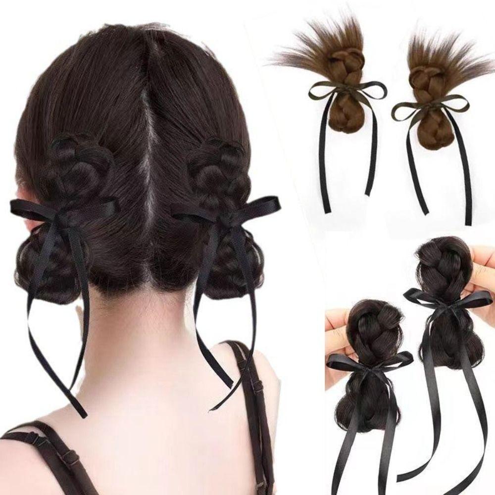 Synthetic Hair Braided Wig Clip Y2K Bow Hair Clips Sweet Wig Hairpin  Women