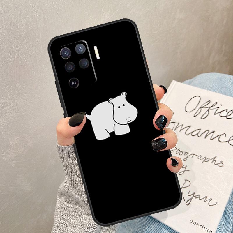 Cartoon Hippos Pattern Case For Oppo A40 A60 A80 A78 A38 A18 A98 A58 A96 A76 A16 A94 A74 A54 A15 A17 A57 A77 A5 Pro