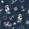 Outdoor Decorative Fabrics Oxford - Motif Nautical Symbols On Navy Blue I Dr286