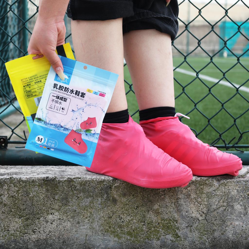 1 Pair Latex Waterproof Shoe Covers Unisex Non-Slip Overshoes Reusable Rain Walking Cycling Shoes Accessories Boot Protectors