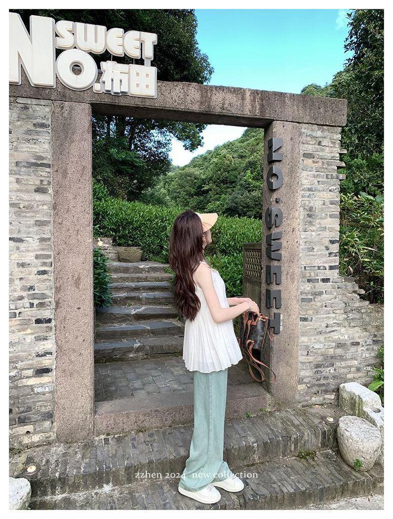 2026 Summer Slimming Pleated Sleeveless Camisole for Feminine Commute