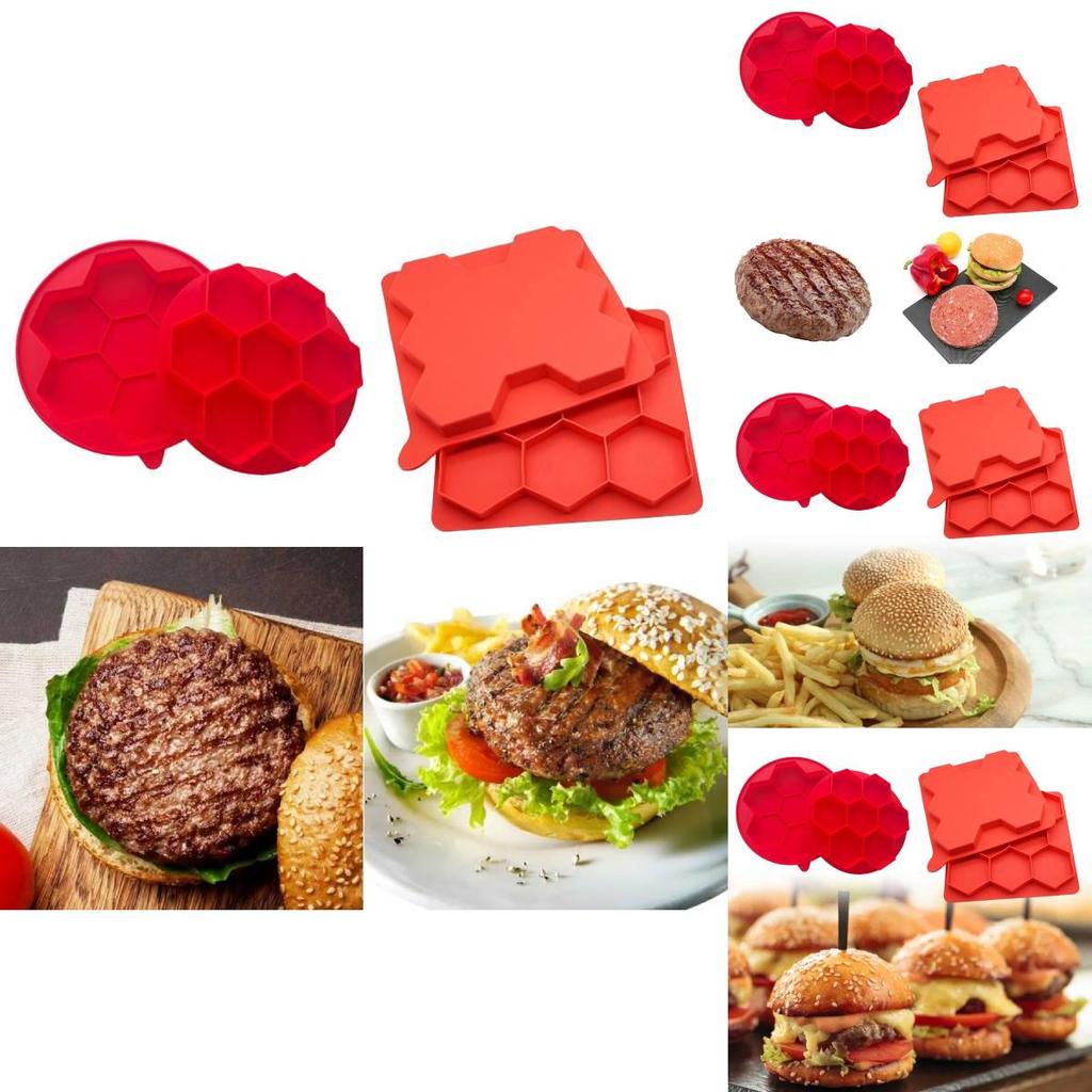 Versatile Eight Cavity Silicone Hamburger Patty Maker For Homemade Burger Delights