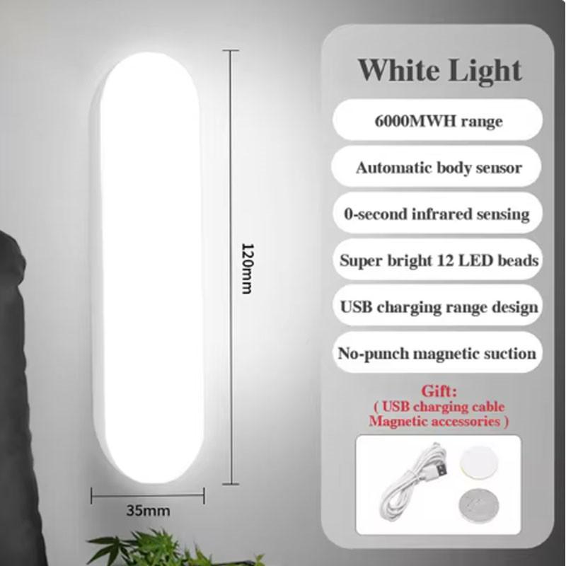 Φως με αισθητήρα κίνησης LED PIR Ασύρματο επαναφορτιζόμενο μαγνητικό LED φωτιστικό νύχτας για σκάλα Φωτιστικό κρεβατοκάμαρας Φροντίδα μωρού