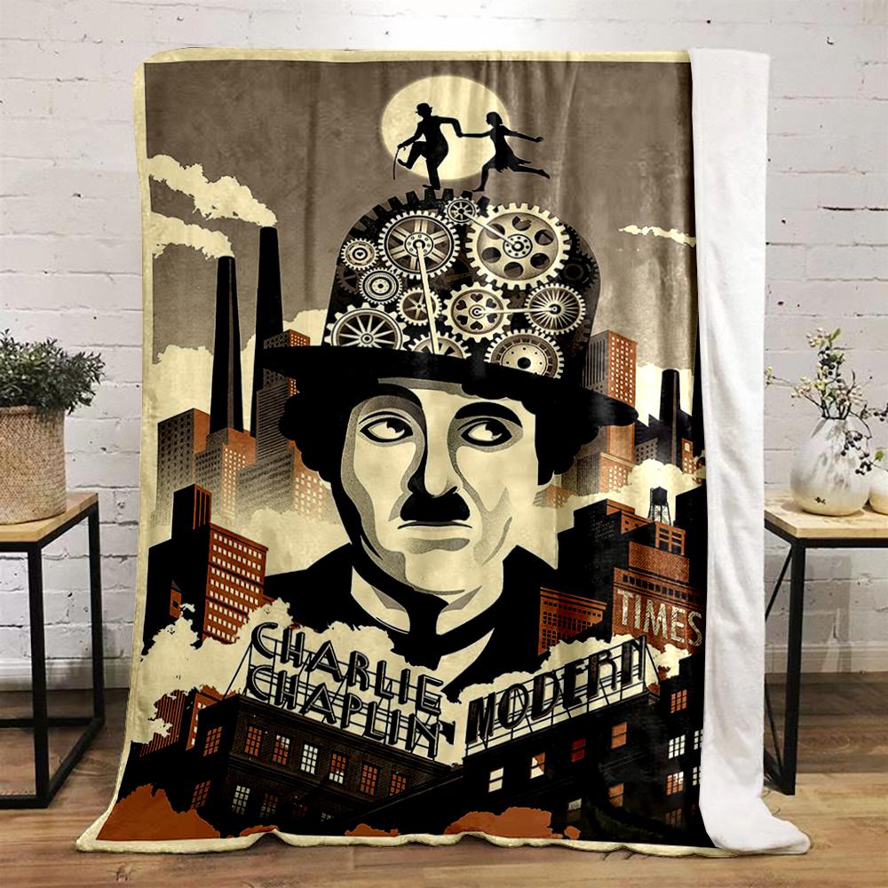 Charlie Chaplin Modern Times Art Design Warm blanket Flannel blanket for bedroom, living room, sofa, and nap sofas