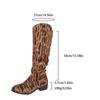 Fashion New Leopard Print Pointed Toe Suede Sleeve Non-Slip Wear-Resistant Square Heel Tall Boot for Autumn