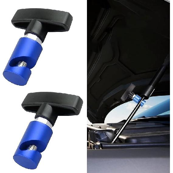 Pack-2 Car Hood Prop Rod Tool Struts Clamp, Vehicle Support Rod Retainer, Universal Snap-On Anti-Pinch Automotive Suppor Accessories (Blue)