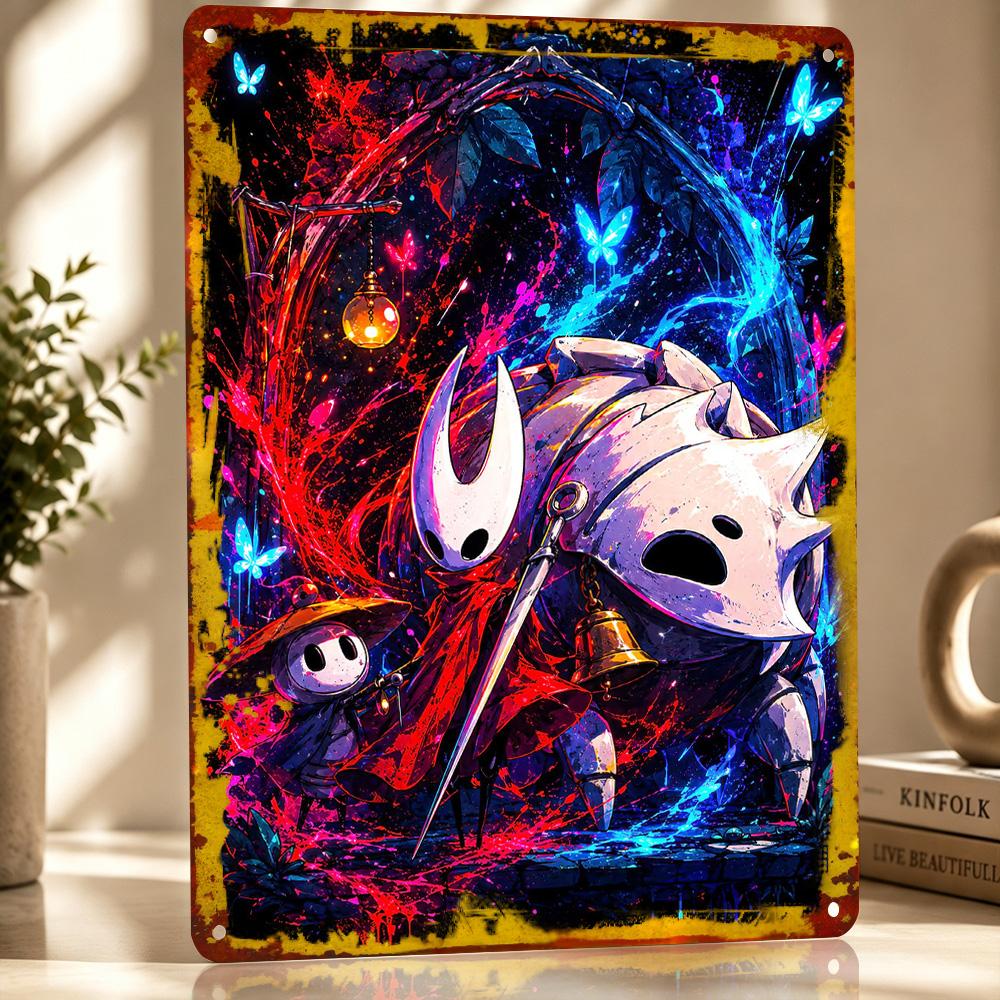 Hollow Knight Characters With Vibrant Personalized D Textured Metal Poster Wall Art Tinplate Sign for Bedroom Decoration Room