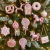 Merry Christmas Pink Hanging Cartoon Christmas Hanging INS 3D Christmas Tree Decoration Pendant Festival Window Display Decor