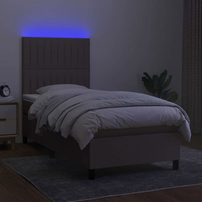 Maison Exclusive - Sommier à lattes de lit et matelas et LED Taupe 100x200cm Tissu