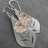 Vintage Ethnic Silver Color Metal Carving Leaf Flower Dangle Earrings for Women Jewelry