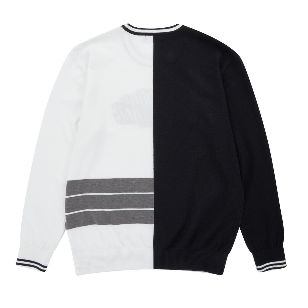 MARTINE GOLF Half&Half Color Block Knit Sweater_White (Men)