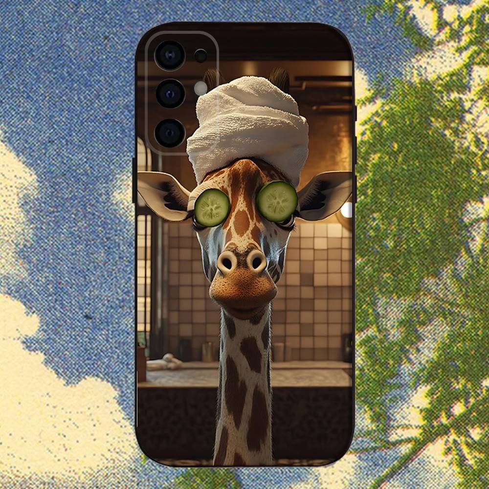 Giraffes Cute Animal Phone Case For Samsung S25,S24,S21,S22,S23,S30,Ultra,S20,Plus,Fe,Lite,Note,10,9,5G Black Cover