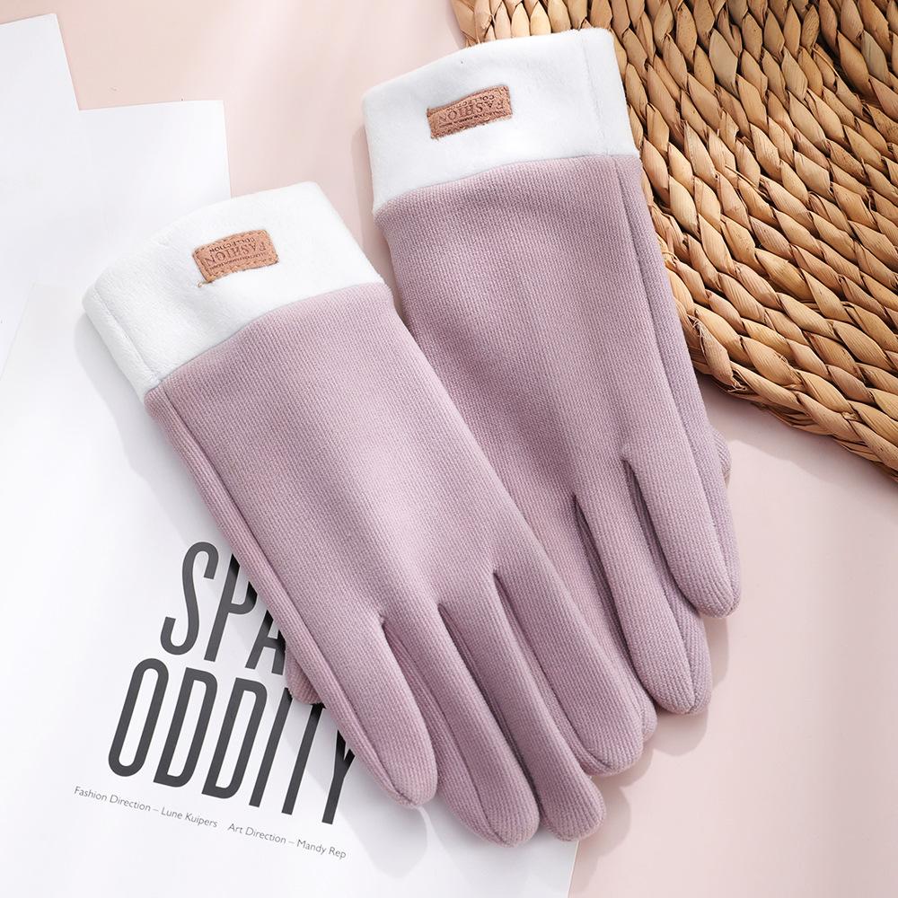 Warm Gloves for Women's German Velvet Plus Velvet Thickened Electric Vehicle Outdoor Cycling Sports Windproof Touch Screen Autumn and Winter Gloves