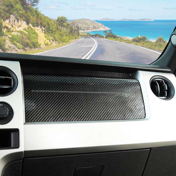 Pair of Soft Carbon Fiber Dashboard Stickers for 2009-2014 Ford F150 No