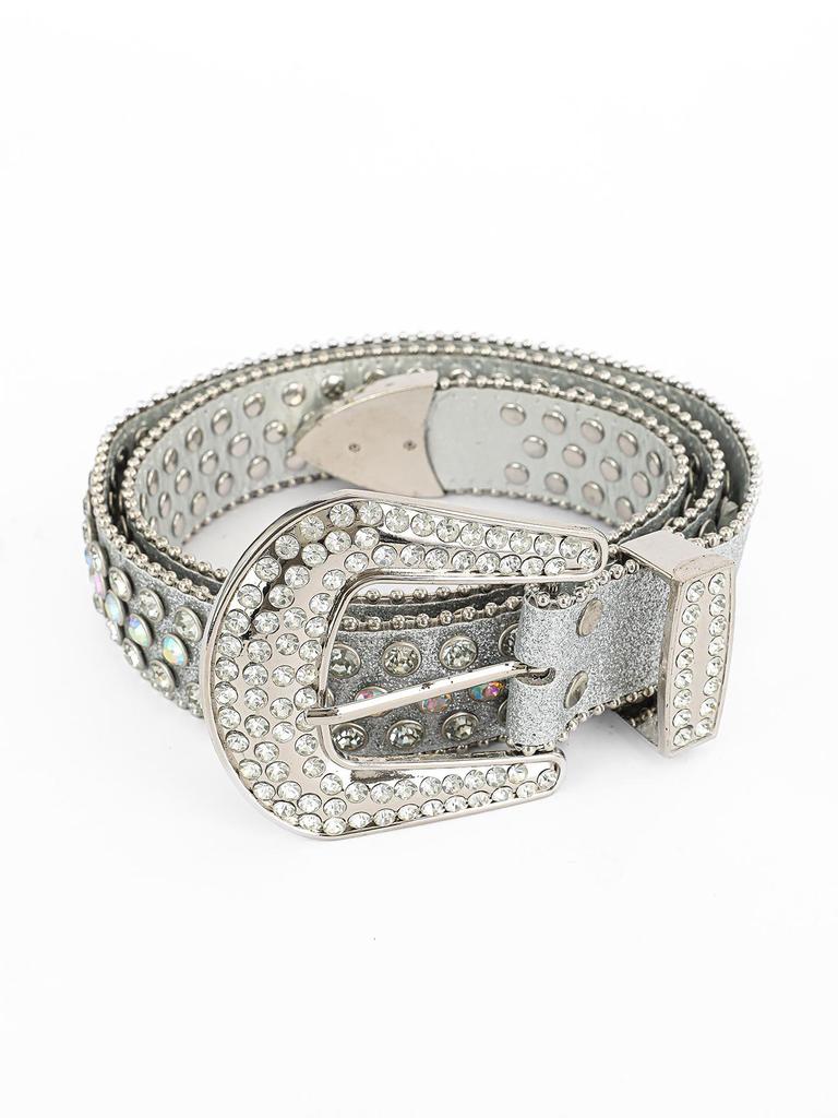 2025 Versatile Rhinestone Leather Belt with Sequin Decor for Men and Women