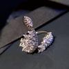 Huitan Bright Marquise Cubic Zirconia Rings for Women Fashion Exquisite Wedding Band Jewelry Chic Modern Adjustable Accessories
